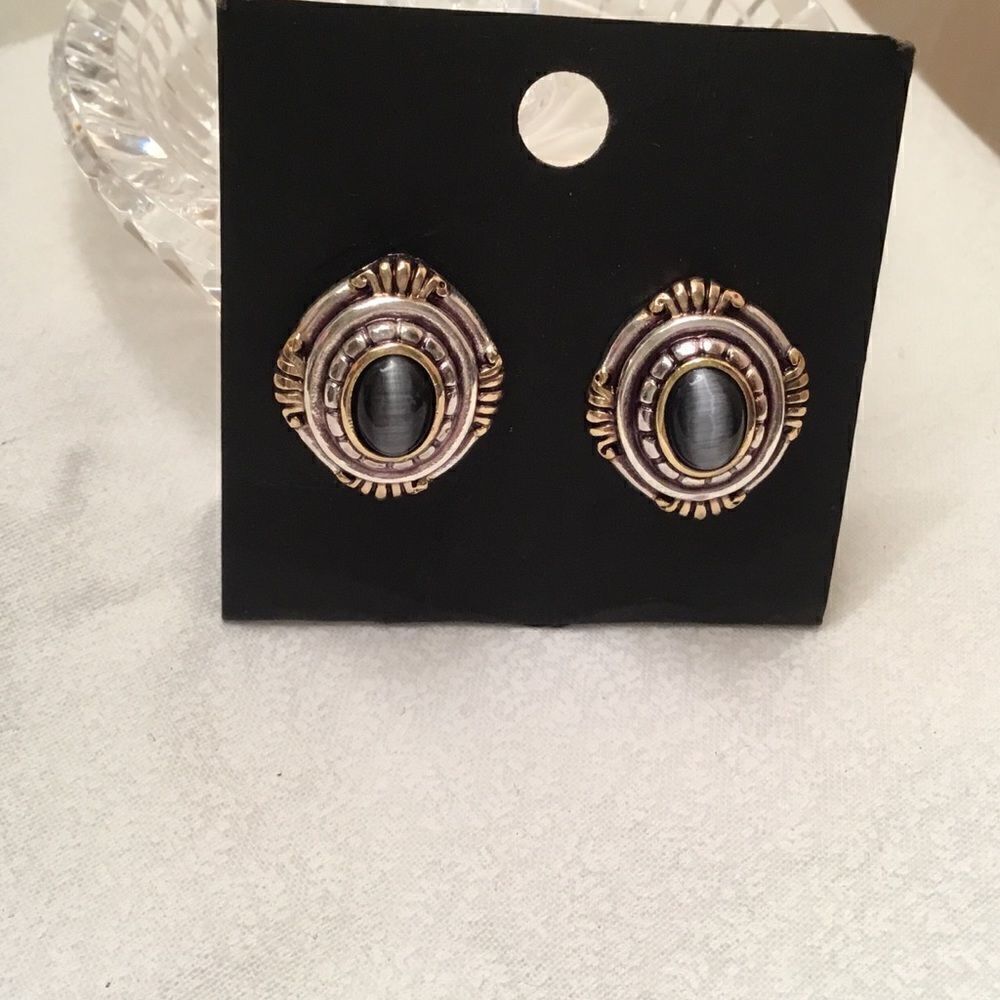 Roman Brand Silvertone and Goldtone Earrings - Picture 2 of 7